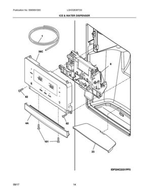 Part Location Diagram of 5304522871 Frigidaire USER INTERFACE