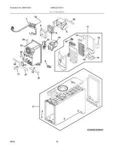 Ice Container Diagram and Parts List for GRMC2273CF01  Frigidaire Refrigerator