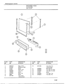 Dishwasher Page 2 Diagram and Parts List for 1037B  Frigidaire Dishwasher