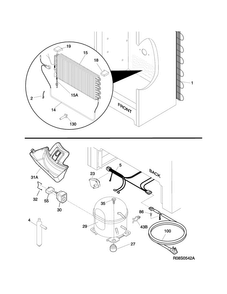 System Diagram and Parts List for FFFH17F4QW0  Frigidaire Freezer