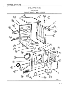 Cabinet, Panel Front And Door Diagram and Parts List for 7505-87A  Frigidaire Dryer