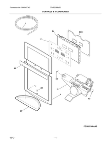 Controls/ice Dispenser Diagram and Parts List for FPHF2399MF3  Frigidaire Refrigerator