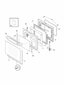 Door Diagram and Parts List for 79092804014  Kenmore Range