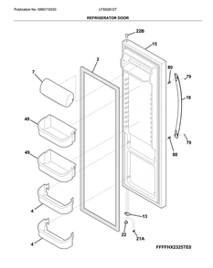 Fressh Food Door Diagram and Parts List for LFSS2612TE1  Frigidaire Refrigerator