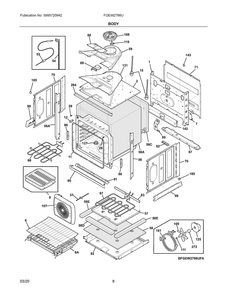 Body Diagram and Parts List for FGEW2766UFC  Frigidaire Range