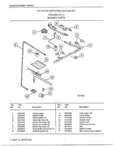 30" Floor Supported Gas/burner Parts Diagram and Parts List for 2859A  Frigidaire Range
