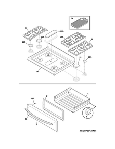 Top/drawer Diagram and Parts List for FGGF3054MFD  Frigidaire Range