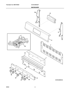 Backguard Diagram and Parts List for GCRG3060ADF  Frigidaire Range