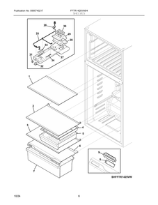 Shelves Diagram and Parts List for FFTR1425VW04  Frigidaire Refrigerator