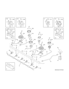 Burner Diagram and Parts List for E36GC76PRS0  Electrolux Cooktop