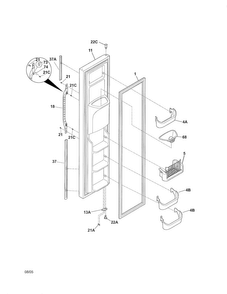 Freezer Door Diagram and Parts List for 25354663408  Kenmore Refrigerator