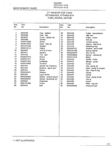 Tub, Hoses, Motor Page 2 Diagram and Parts List for 6489-80A  Frigidaire Washer