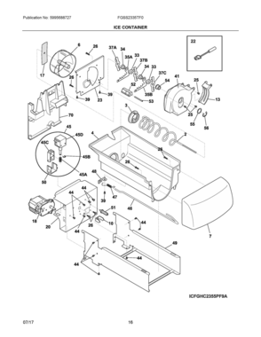 09 - ICE CONTAINER Diagram and Parts List for FGSS2335TF0  Frigidaire Refrigerator