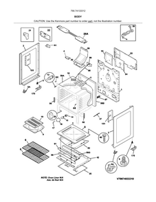 Body Diagram and Parts List for 79074133312  Kenmore Range