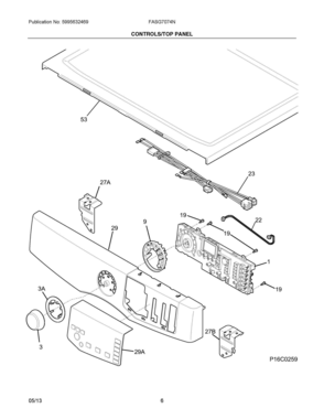 04 - CONTROLS/TOP PANEL Diagram and Parts List for FASG7074NR3  Frigidaire Dryer