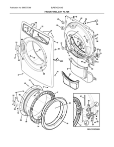 Front Panel/Lint Filter Diagram and Parts List for ELFE743CAW0  Frigidaire Dryer