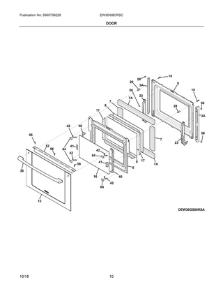 Door Diagram and Parts List for EW30IS8CRSC  Frigidaire Range