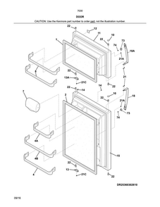 Doors Diagram and Parts List for 25370303610  Kenmore Refrigerator