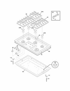 Main Top Diagram and Parts List for 79032432901  Kenmore Cooktop