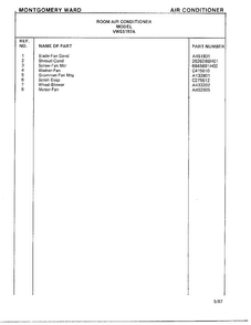Air Conditioner Page 6 Diagram and Parts List for 5197A  Frigidaire Air Conditioner