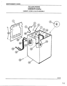 Cabinet, Hose And Valve Assembly Diagram and Parts List for 6348A  Frigidaire Washer