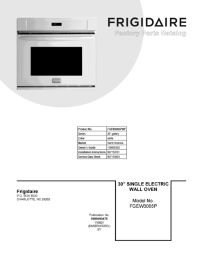 01 - COVER SHEET Diagram and Parts List for FGEW3065PWF  Frigidaire Wall Oven