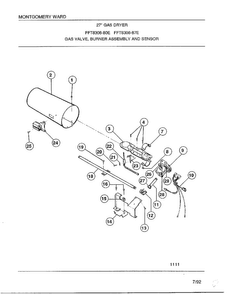 Gas Valve/burner Assembly And Sensor Diagram and Parts List for 8308-80E  Frigidaire Dryer