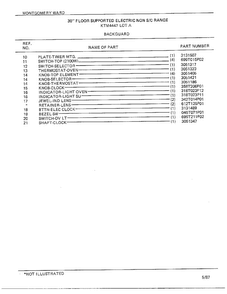 Backguard Page 2 Diagram and Parts List for 4447A  Frigidaire Range