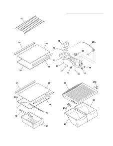 Shelves Diagram and Parts List for FFTR1715LWB  Frigidaire Refrigerator