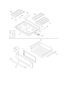Top/drawer Diagram and Parts List for EI30GF35JSA  Electrolux Range