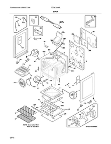 Body Diagram and Parts List for FGGF3058RWB  Frigidaire Range