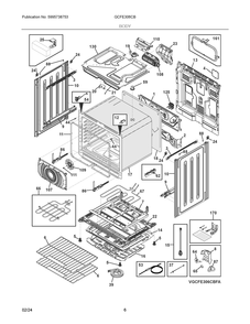 Body Diagram and Parts List for GCFE306CBFB  Frigidaire Range