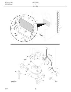 System Diagram and Parts List for FRU17BG4J  Frigidaire Refrigerator