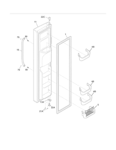 Freezer Door Diagram and Parts List for FGHC2342LF3  Frigidaire Refrigerator