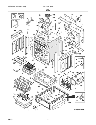 Body Diagram and Parts List for EW30IS8CRSB  Frigidaire Range