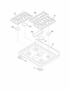 Main Top Diagram and Parts List for 79078023300  Kenmore Range
