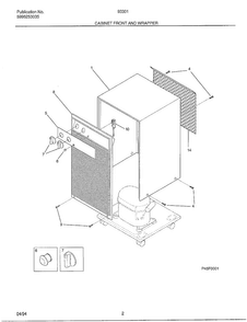 Cabinet Front And Wrapper Diagram and Parts List for 93301A  Frigidaire Dehumidifier