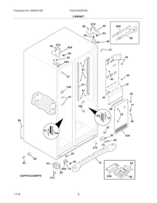 Cabinet Diagram and Parts List for FGHC2355PFAB  Frigidaire Refrigerator