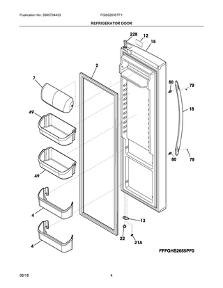 Refrigerator Door Diagram and Parts List for FGSS2635TF1  Frigidaire Refrigerator