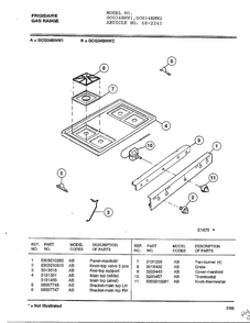 Frigidaire Gas Range Page 2 Diagram and Parts List for 2241  Frigidaire Range
