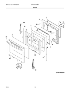 Door Diagram and Parts List for FGGF3045RFA  Frigidaire Range