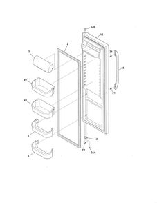 Refrigerator Door Diagram and Parts List for FFHS2611LB7  Frigidaire Refrigerator