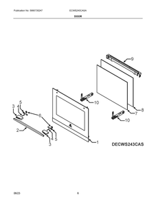 Door Diagram and Parts List for ECWS243CASA  Frigidaire Wall Oven