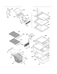 Shelves Diagram and Parts List for FGHC2335LP4  Frigidaire Refrigerator