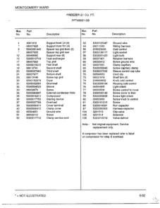 Freezer 21 Cubic Feet Page 6 Diagram and Parts List for 49651-0B  Frigidaire Freezer