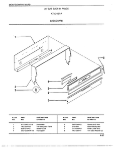 Backguard Diagram and Parts List for 2427A  Frigidaire Range