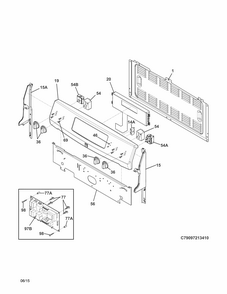 Backguard Diagram and Parts List for 79097213411  Kenmore Range