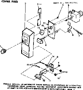Control Parts Diagram and Parts List for 5649917711  Kenmore Microwave