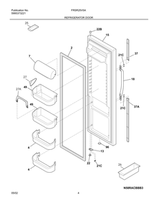 Refrigerator Door Diagram and Parts List for FRSR25V5AQ1  Frigidaire Refrigerator
