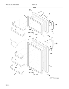 Doors Diagram and Parts List for FFTR1514RW1  Frigidaire Refrigerator